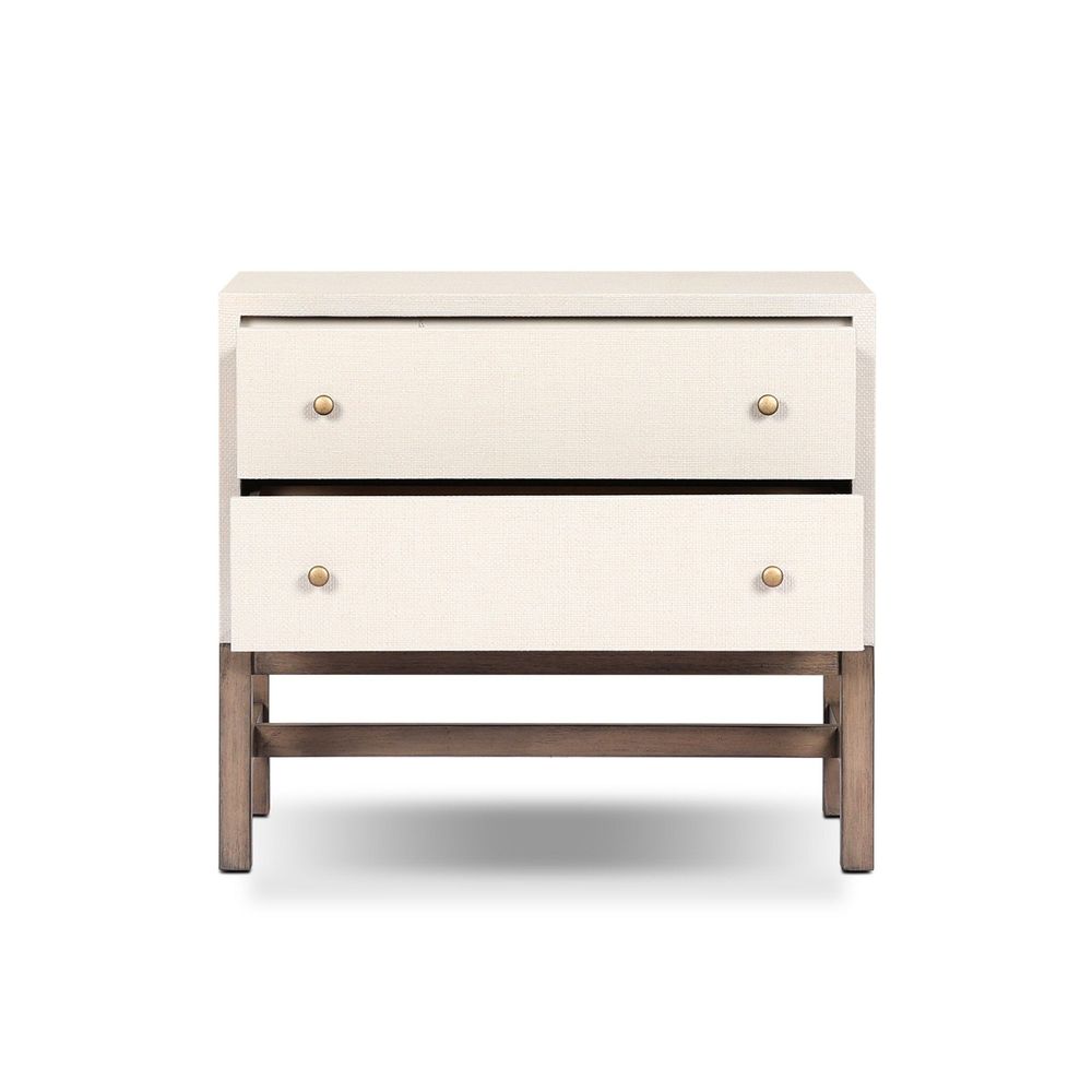 Fiona Nightstand - Ivory Painted Raffia