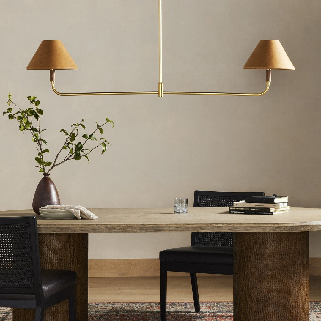 Hudson Linear Double Pendant - Camel Leather