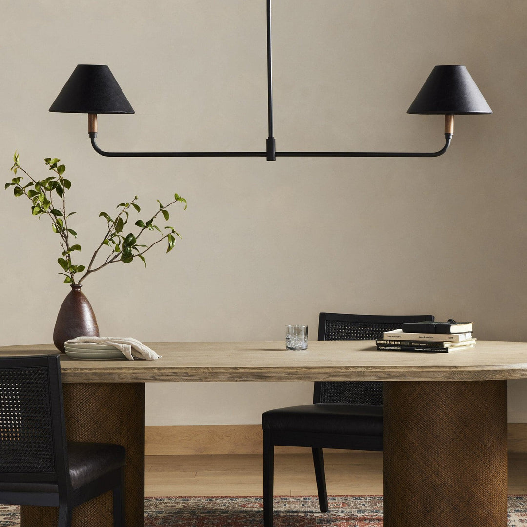 Hudson Linear Double Pendant - Black Leather