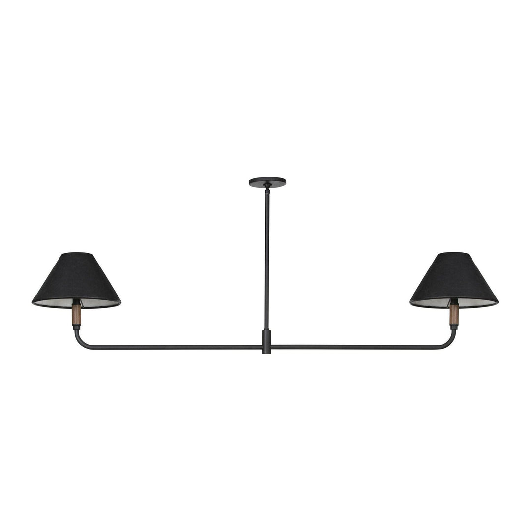 Hudson Linear Double Pendant - Black Leather