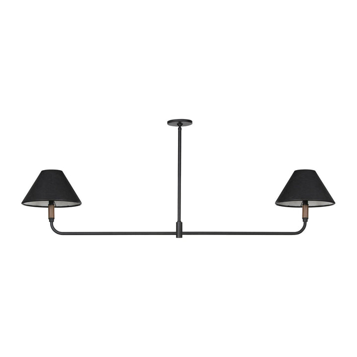 Hudson Linear Double Pendant - Black Leather