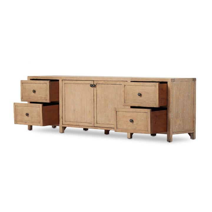 Gavin Media Console - Aged Light Pine - Light Brown, Copper