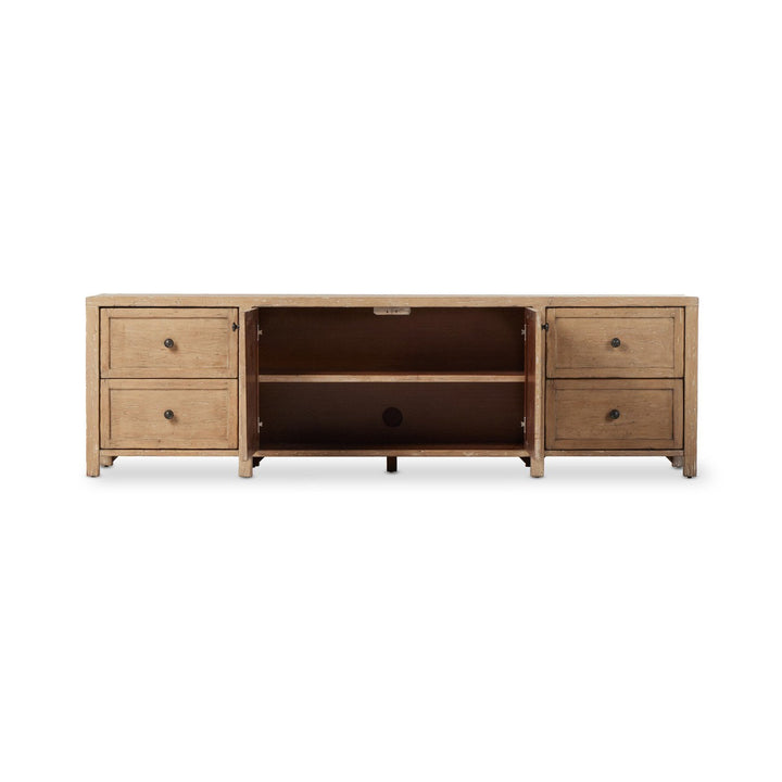 Gavin Media Console - Aged Light Pine - Light Brown, Copper