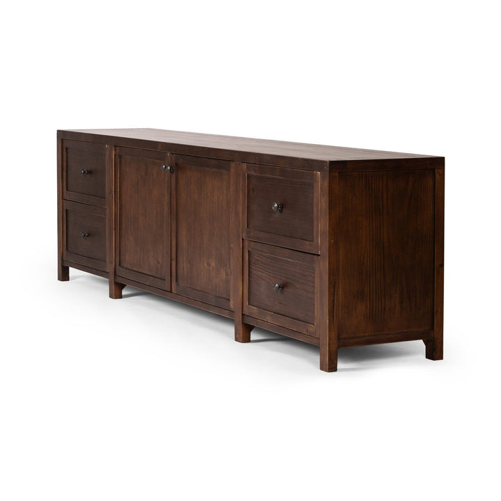 Gavin Media Console - Aged Pine - Brown, Copper