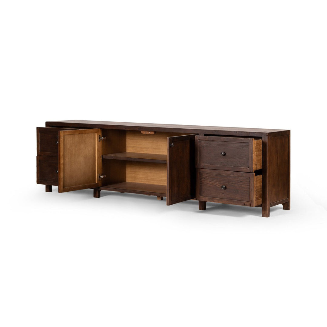 Gavin Media Console - Aged Pine - Brown, Copper