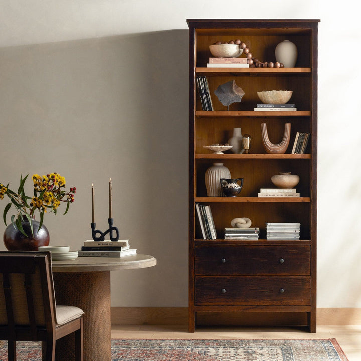 Halston Bookcase - Distressed Walnut