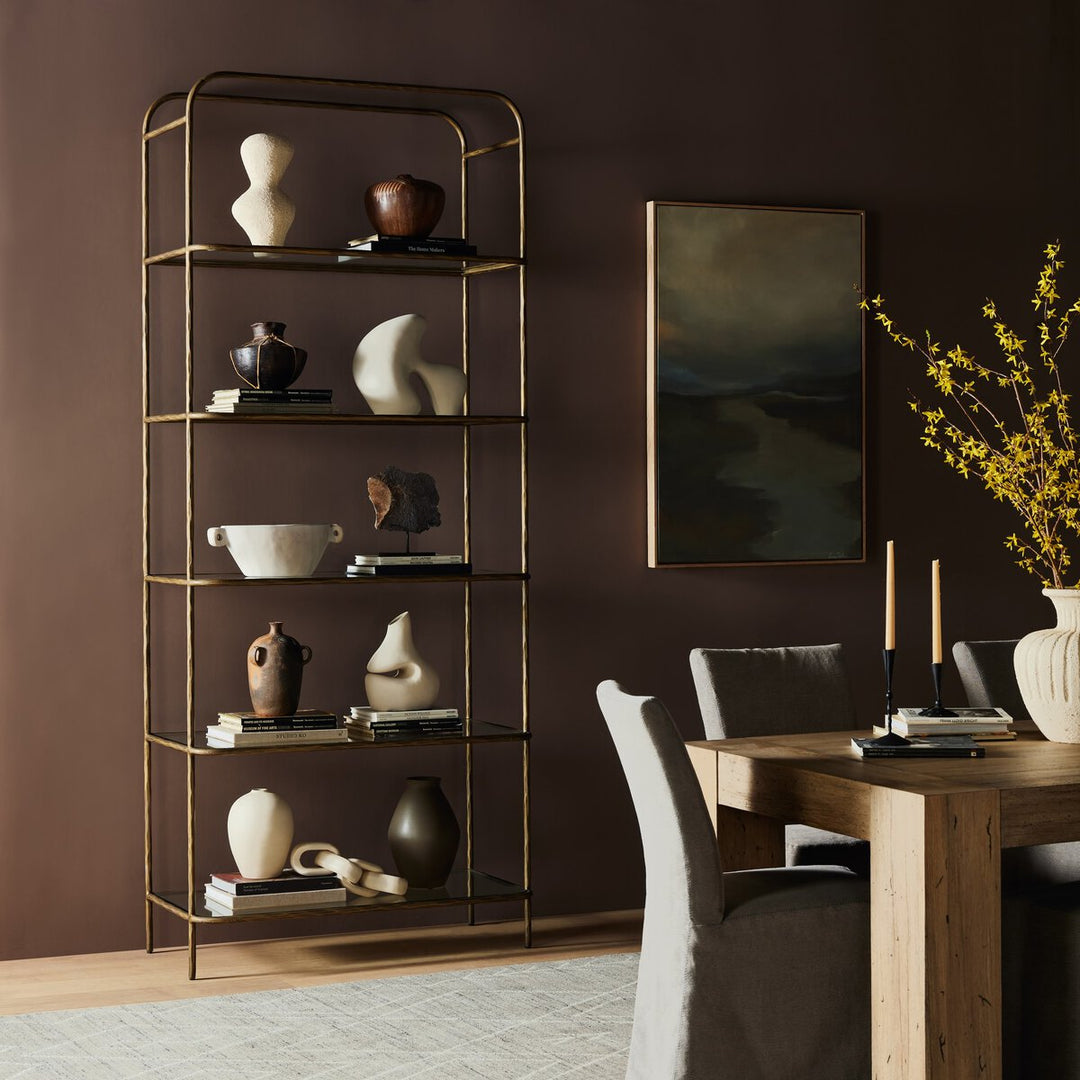 Kendrick Bookcase - Hammered Aged Brass - 102"