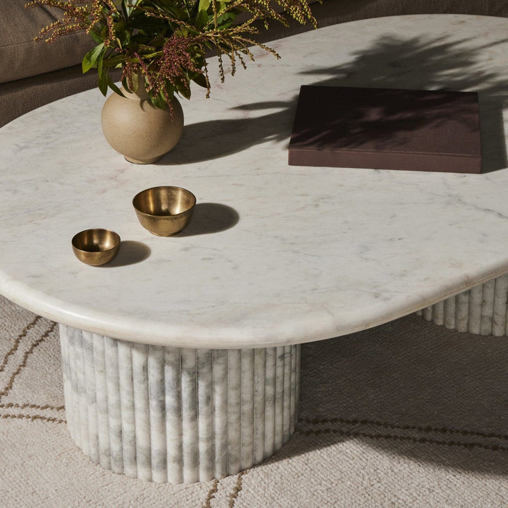 Bristol Oval Marble Coffee Table - White