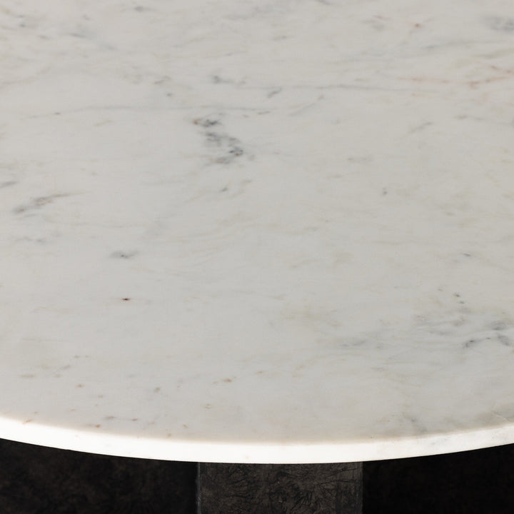 Terrell Round Coffee Table - Polished White Marble