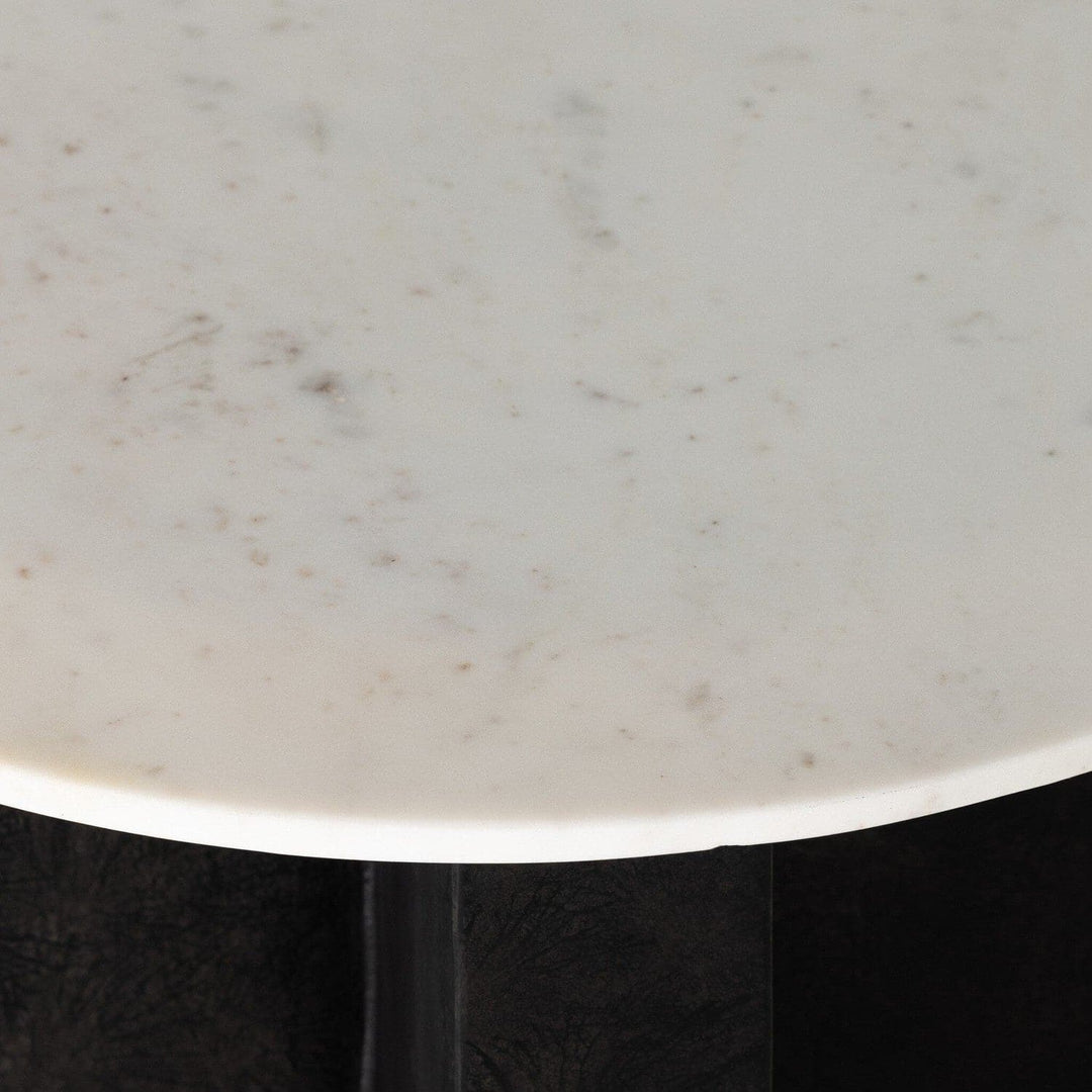 Grayson Round End Table - Polished White Marble