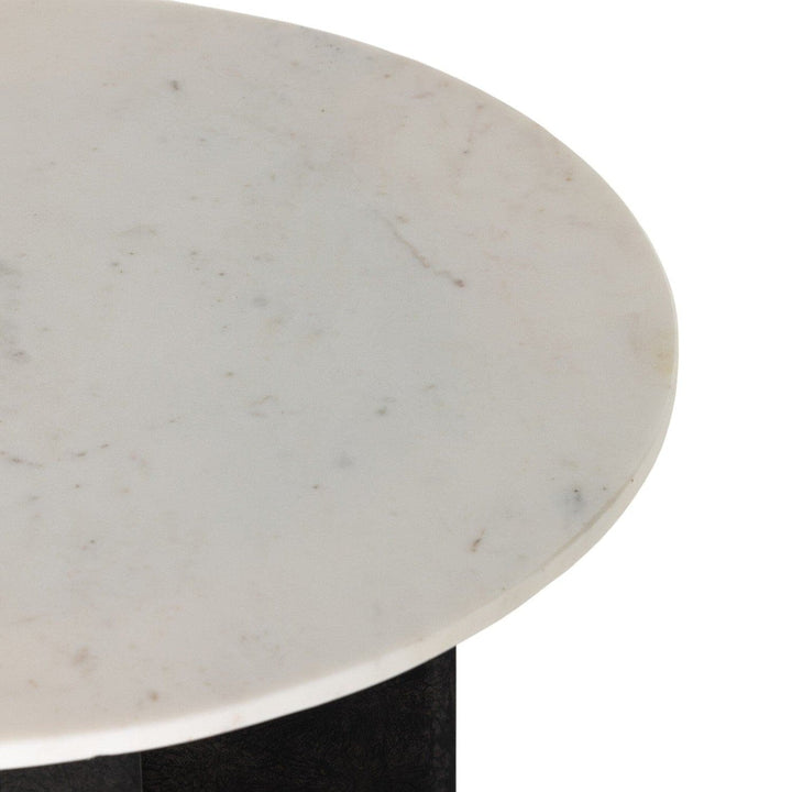 Grayson Round End Table - Polished White Marble