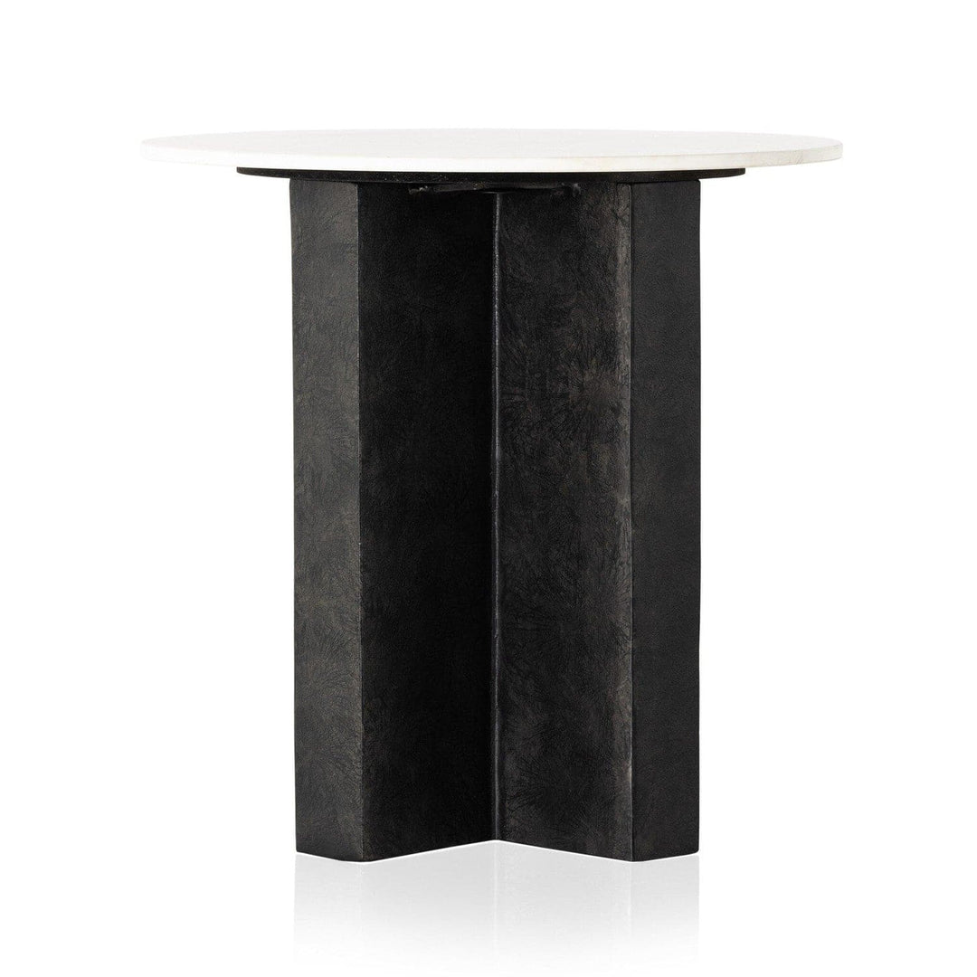 Grayson Round End Table - Polished White Marble