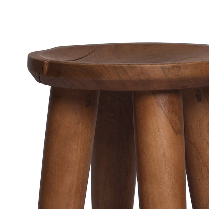 Bennett Round Outdoor End Table - Aged Natural Teak