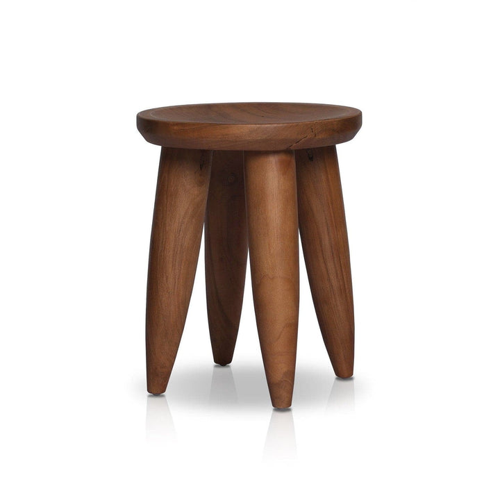 Bennett Round Outdoor End Table - Aged Natural Teak