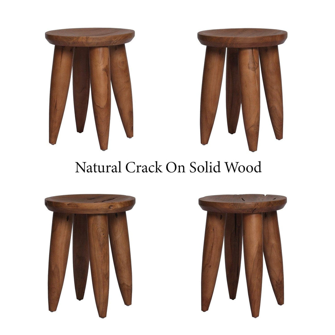 Bennett Round Outdoor End Table - Aged Natural Teak