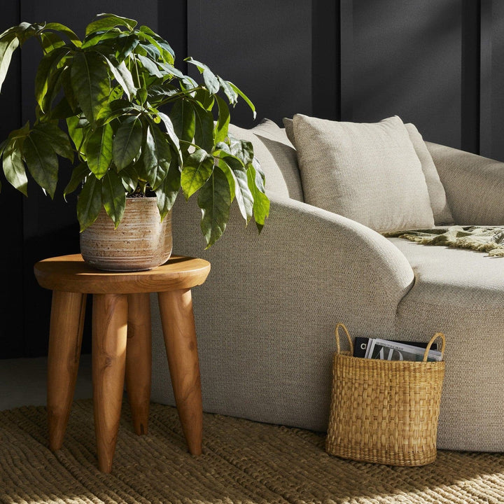 Bennett Round Outdoor End Table - Aged Natural Teak