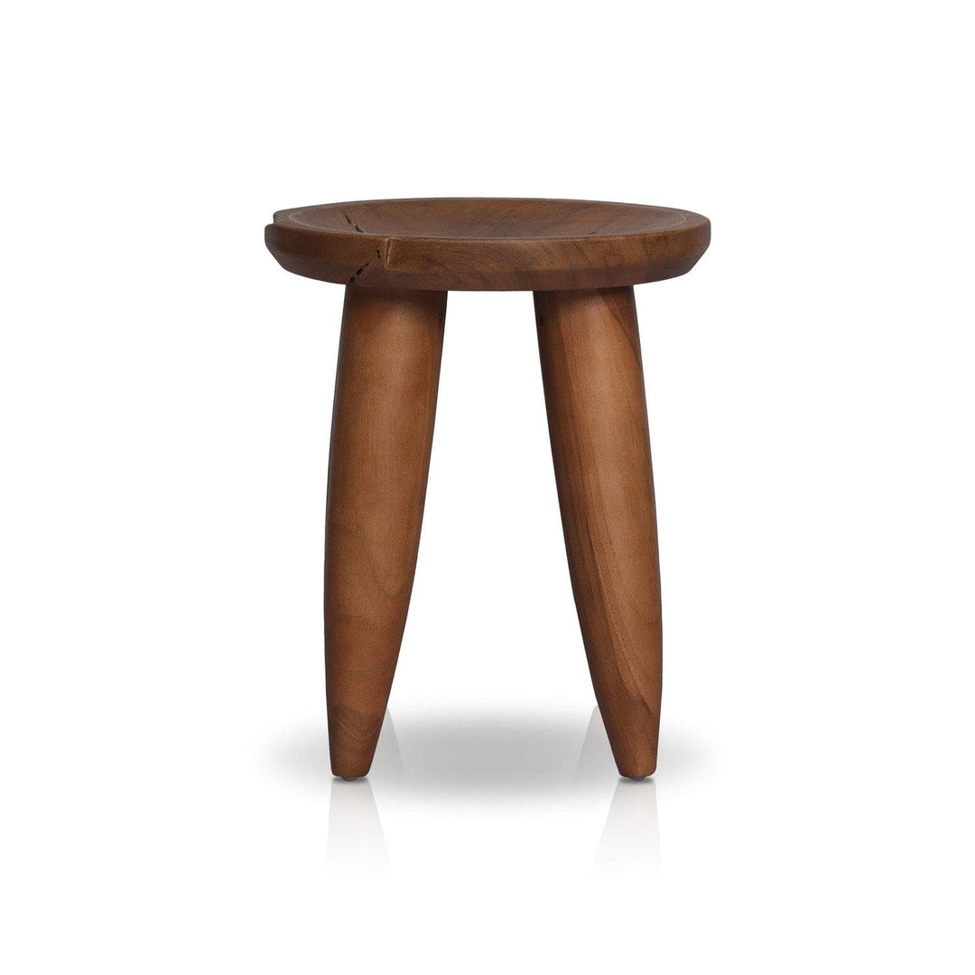 Bennett Round Outdoor End Table - Aged Natural Teak