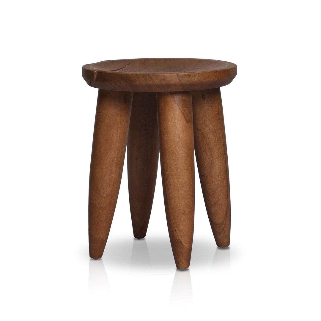 Bennett Round Outdoor End Table - Aged Natural Teak