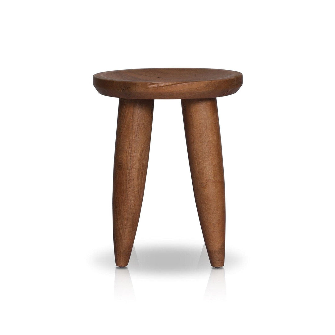 Bennett Round Outdoor End Table - Aged Natural Teak