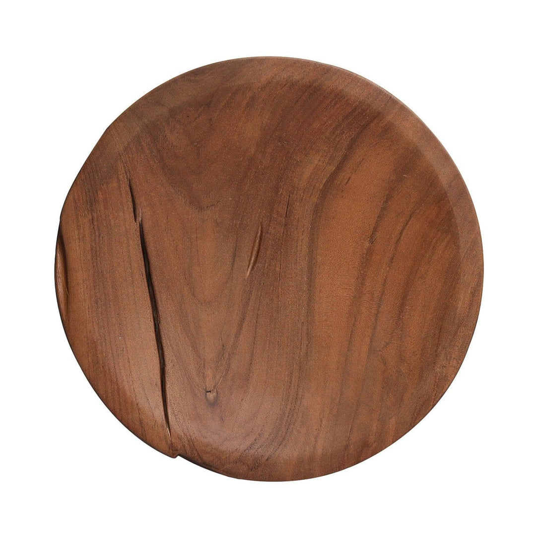 Bennett Round Outdoor End Table - Aged Natural Teak