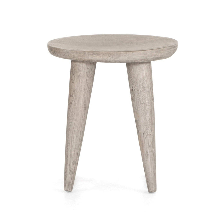 Sinclair Round Outdoor End Table - Weathered Grey Teak