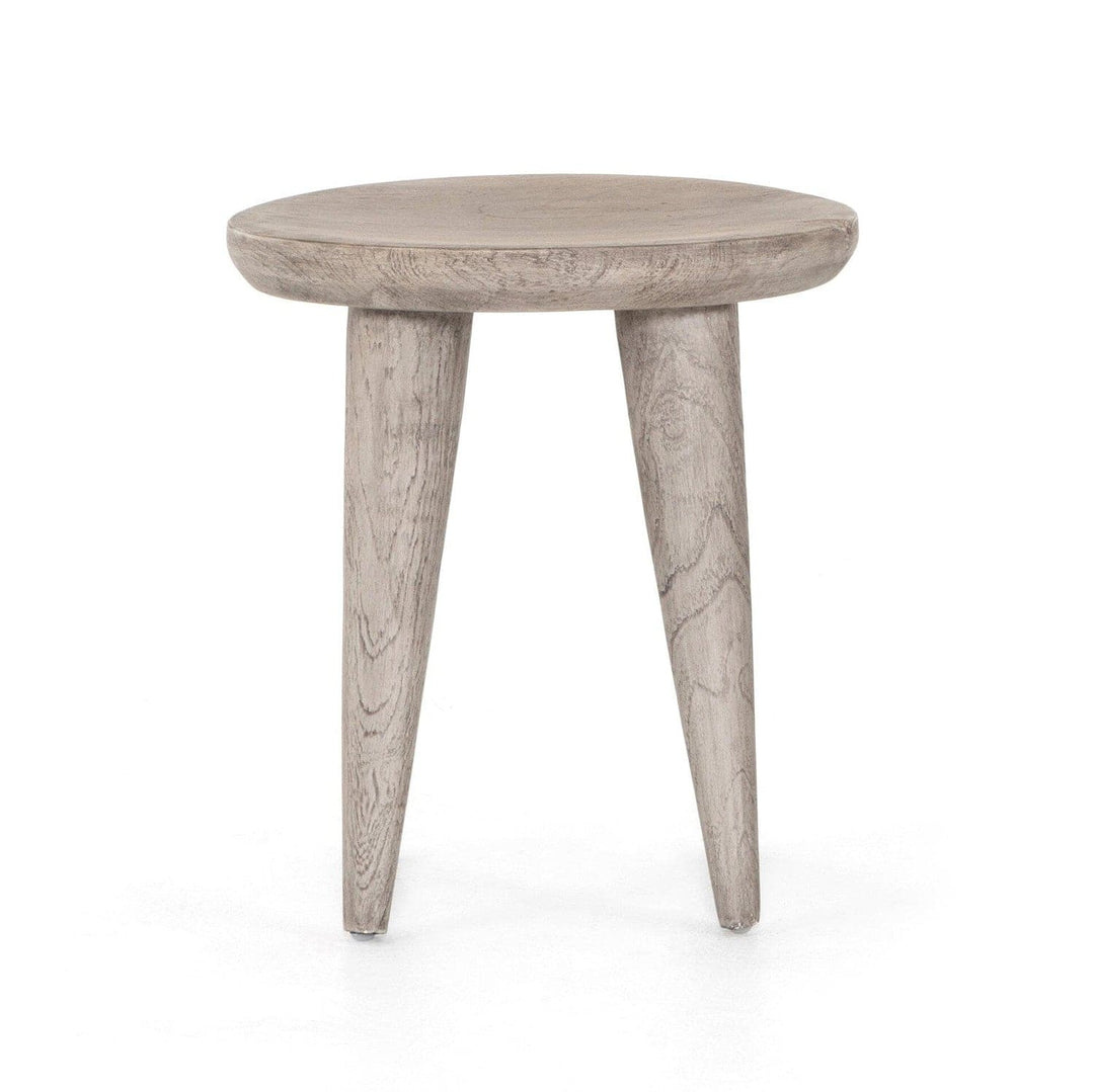 Sinclair Round Outdoor End Table - Weathered Grey Teak