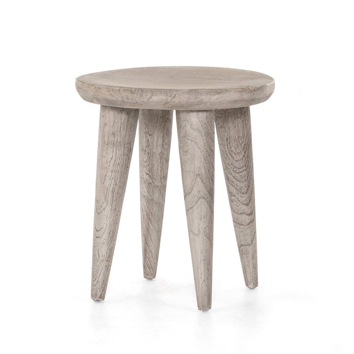 Sinclair Round Outdoor End Table - Weathered Grey Teak