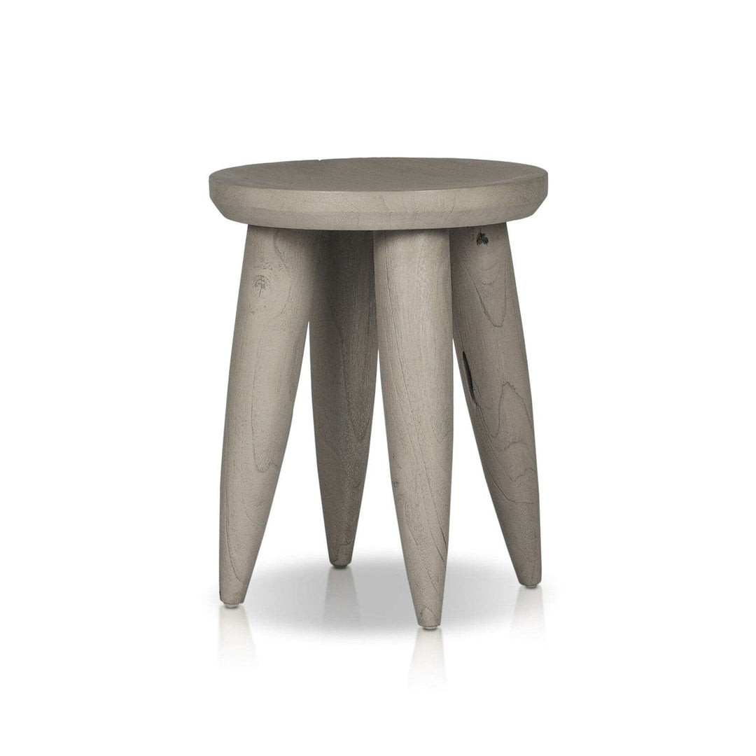 Sinclair Round Outdoor End Table - Weathered Grey Teak