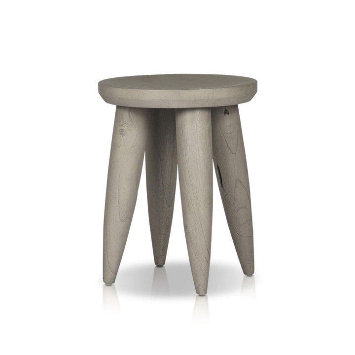 Sinclair Round Outdoor End Table - Weathered Grey Teak