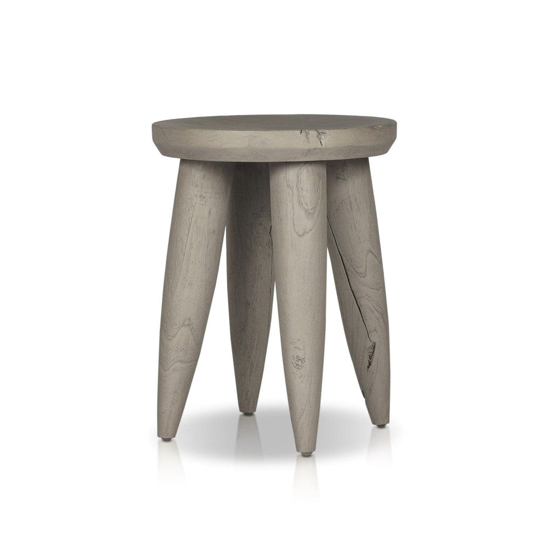 Sinclair Round Outdoor End Table - Weathered Grey Teak