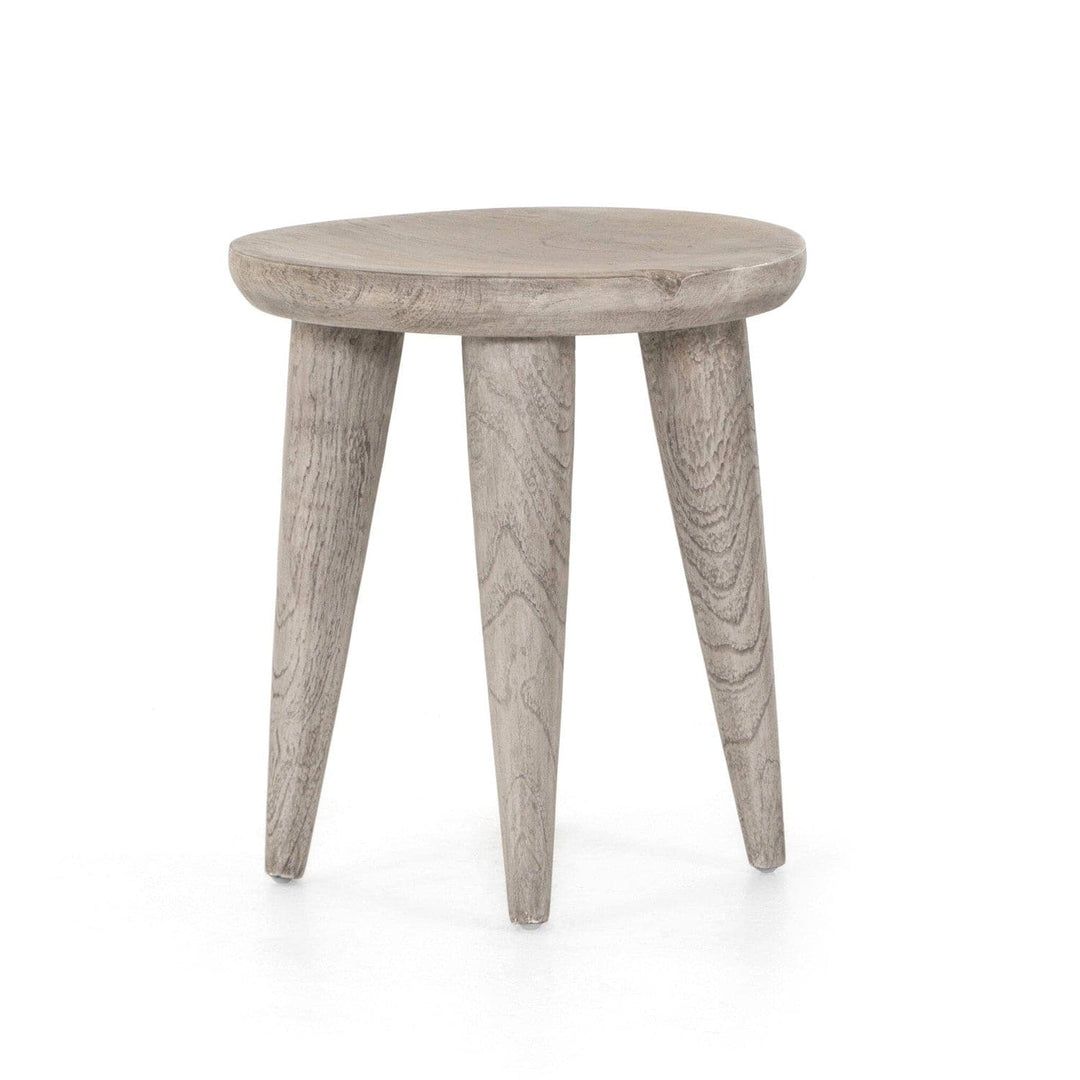 Sinclair Round Outdoor End Table - Weathered Grey Teak