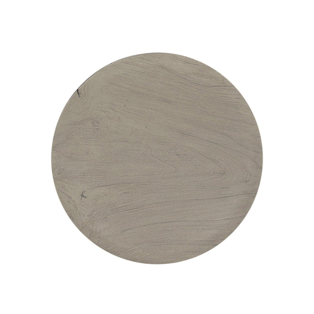 Sinclair Round Outdoor End Table - Weathered Grey Teak