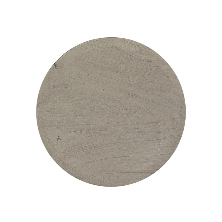 Sinclair Round Outdoor End Table - Weathered Grey Teak