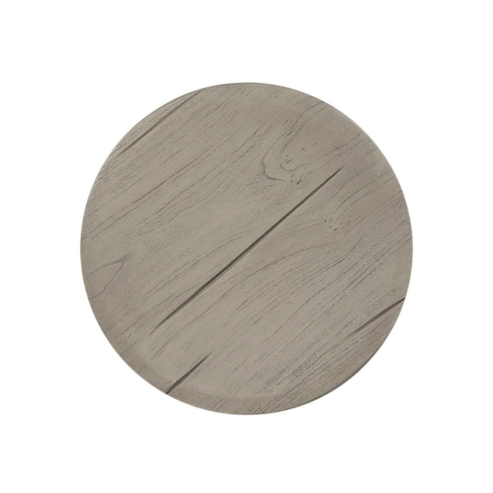 Sinclair Round Outdoor End Table - Weathered Grey Teak