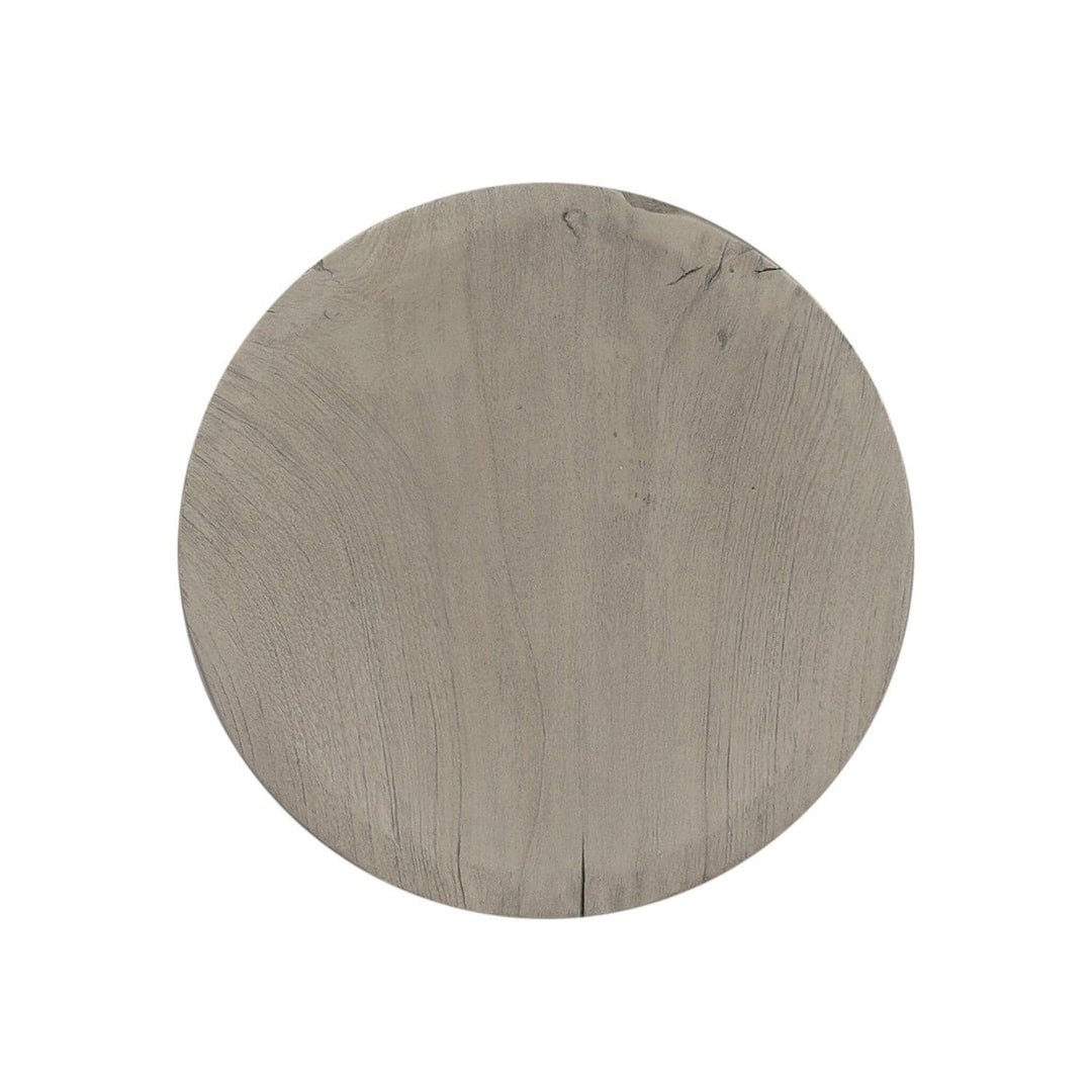 Sinclair Round Outdoor End Table - Weathered Grey Teak