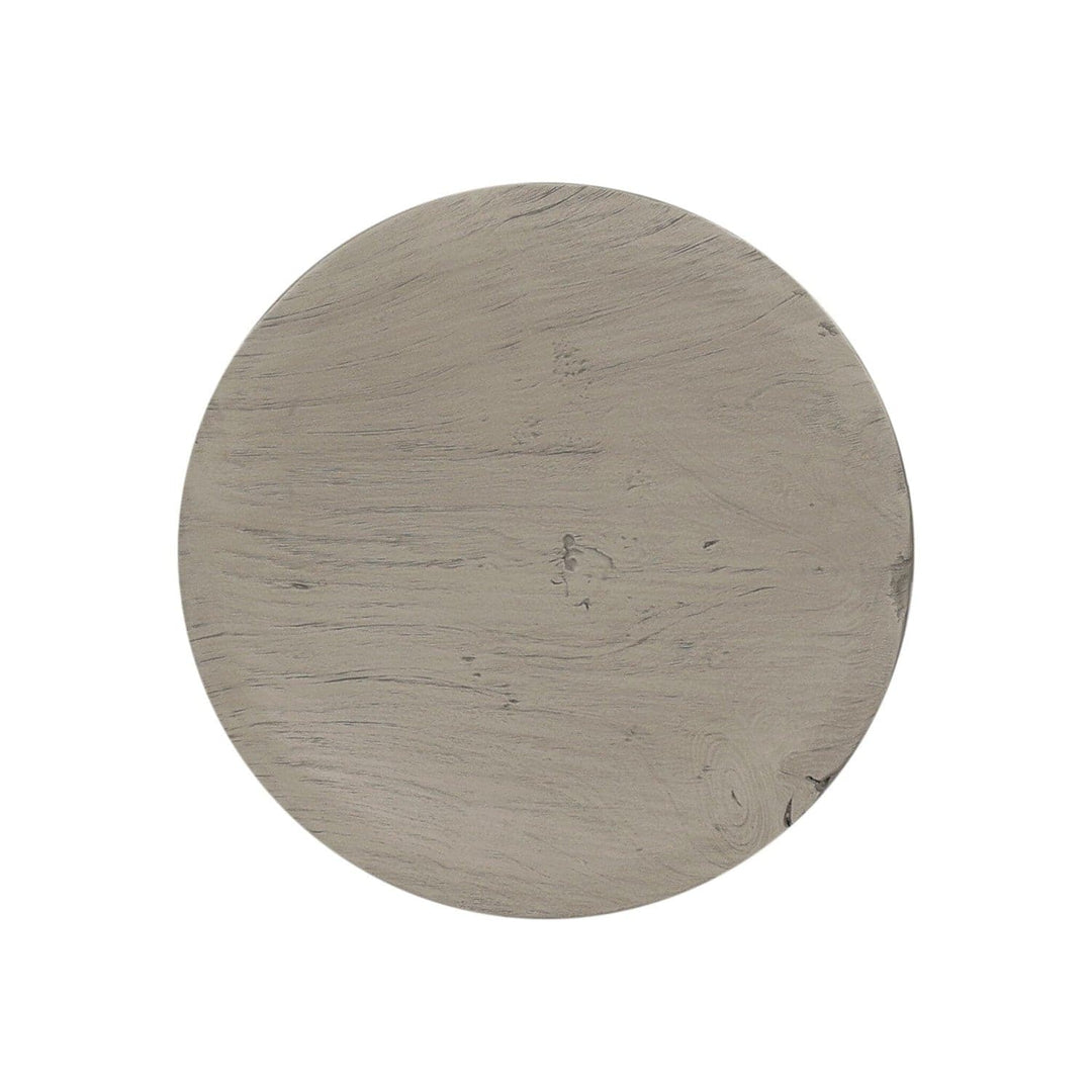 Sinclair Round Outdoor End Table - Weathered Grey Teak