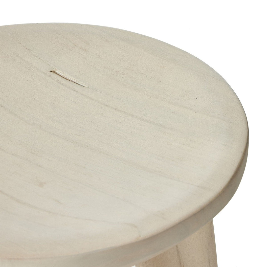 Sinclair Round Outdoor End Table - Ivory Teak