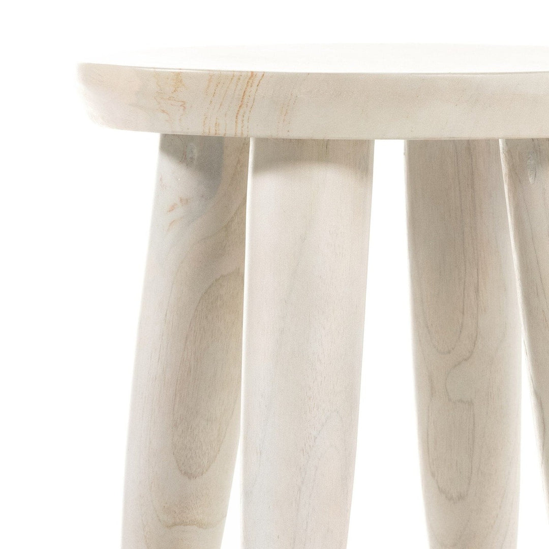 Sinclair Round Outdoor End Table - Ivory Teak