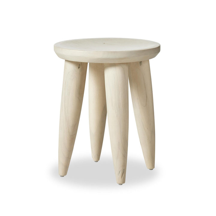 Sinclair Round Outdoor End Table - Ivory Teak