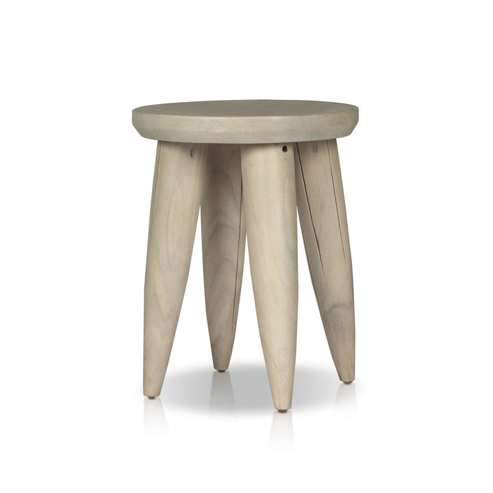 Sinclair Round Outdoor End Table - Ivory Teak