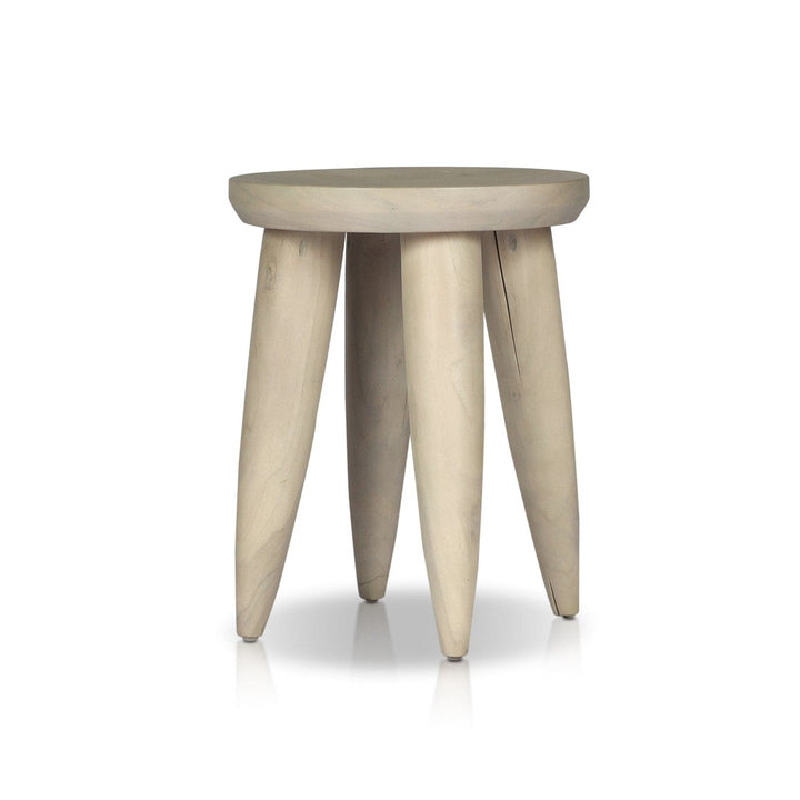 Sinclair Round Outdoor End Table - Ivory Teak