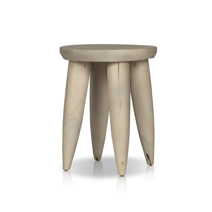 Sinclair Round Outdoor End Table - Ivory Teak