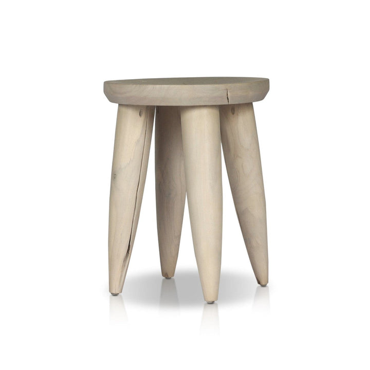 Sinclair Round Outdoor End Table - Ivory Teak