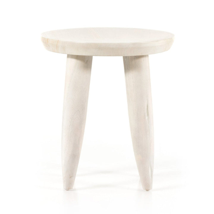 Sinclair Round Outdoor End Table - Ivory Teak