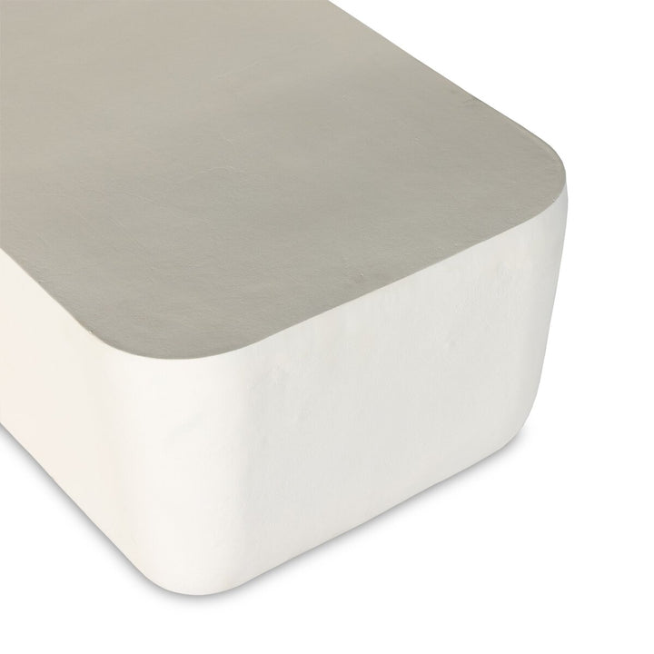 Stone Outdoor Rectangular Coffee Table - Matte White