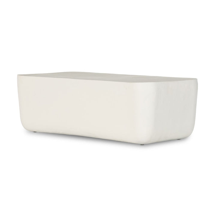 Stone Outdoor Rectangular Coffee Table - Matte White