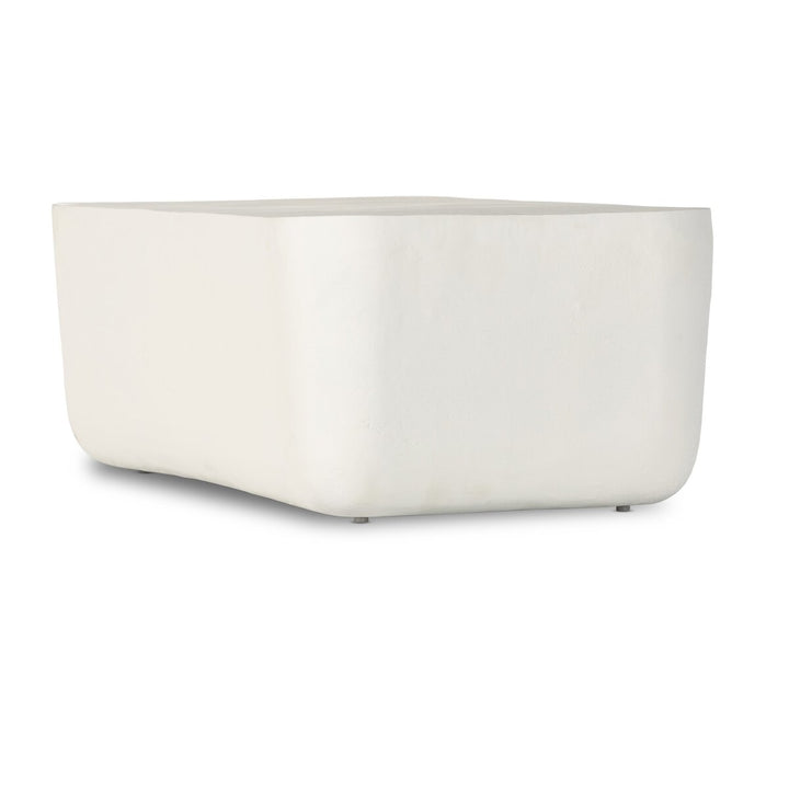 Stone Outdoor Rectangular Coffee Table - Matte White