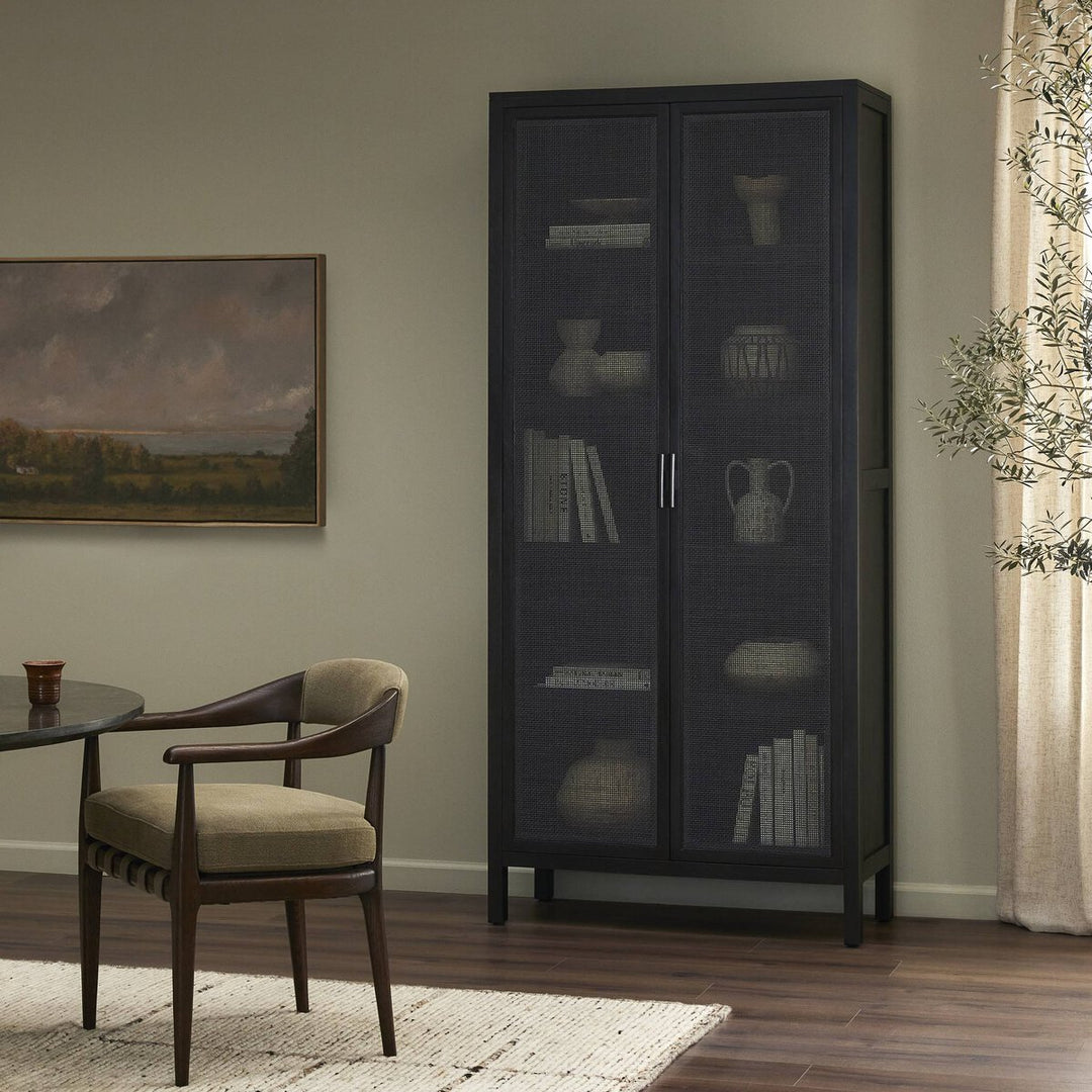 Harmony Tall Cabinet - Black Wash Mango W/ Black Cane