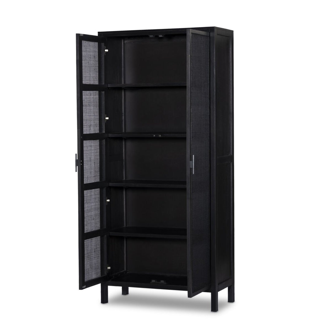 Harmony Tall Cabinet - Black Wash Mango W/ Black Cane