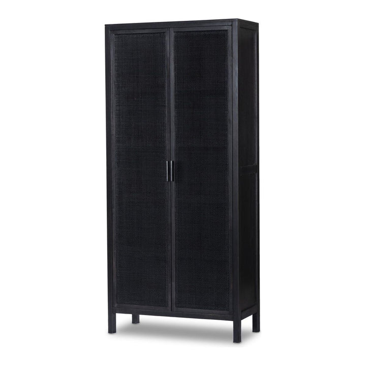 Harmony Tall Cabinet - Black Wash Mango W/ Black Cane